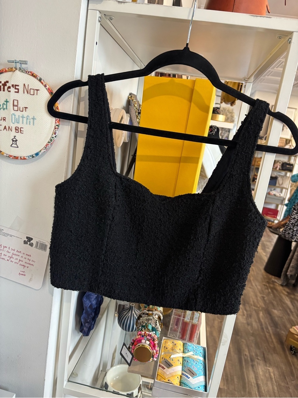 Abercrombie & Fitch Black Textured Crop Tank bust